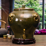 景德镇陶瓷 茶叶末釉缸 仿古接耳缸 带盖酒坛罐 米缸 50斤 秒杀价