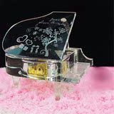 热卖　I1A水晶钢琴/音乐盒刻字生日定制diy个性相片八音盒创意照