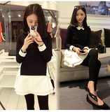 韩版冬大码女装高领女t恤加绒打底衫加厚上衣中长款连衣裙潮衫衣