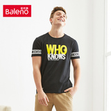 Baleno/班尼路男装 青年休闲纯棉字母印花T恤 男士圆领短袖打底衫