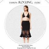 ROGUNG春夏新款 欧美风大牌设计感 个性镂空鱼尾灯笼半身裙