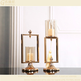 欧式现代简约美式样板间合金玻璃婚庆创意烛光晚餐浪漫烛台摆件