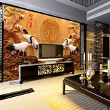 中式大型壁画3D立体墙纸电视背景墙壁画无纺布壁纸影视墙客厅玉雕