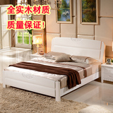 地中海床橡木床白色实木床1.8米双人床高箱床1.5米储物箱体床婚床