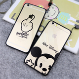 日韩苹果6plus手机壳新款挂绳米奇老鼠iphone6s保护套6s卡通透明