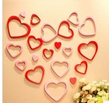 创意木质心形立体墙贴爱心3d婚房卧室客厅可移除墙壁装饰贴