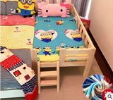 特价包邮实木儿童松木婴儿宝宝简易组装拼接单双人小床带护栏床垫