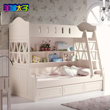成都韩式田园家具1.2米儿童双层床子母床高低床上下铺床象牙白色