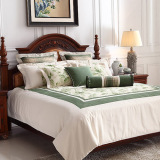 新品时尚美式现代简约棉麻米黄色绿色软装样板间床品十件套含芯