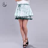 子圣迪奥白大码女装2016夏装新款蓬蓬裙佩斯利花纹纯棉半身裙短裙