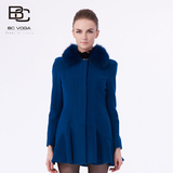百丝BCVOGA专柜正品2014冬高贵羊毛呢中长款修身大衣女B144KB1058