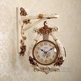 丽盛新款挂钟创意欧式双面钟 时尚复古天使墙壁走廊静音挂件 客厅