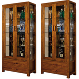 虎斑木实木酒柜两门超大储物多功能现代中式特价酒柜高档实用包邮