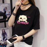韩国新款卡通印花短袖t恤女夏季宽松显瘦学生半袖上衣大码体恤潮