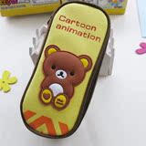 包邮 韩版创意可爱卡通轻松熊小动物笔袋 文具盒 学生多层铅笔袋
