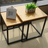 简约现代风格家具床头柜凳子 铁艺实木咖啡桌时尚型小正方形茶几