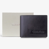 日本直邮 代购Calvin Klein男士横款钱夹对折真牛皮CK短款钱包