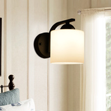 美式乡村过道壁灯北欧简约玻璃铁艺可调光床头灯个性复古温馨灯具
