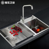 樱花卫浴 SUS304不锈钢厨房洗菜盆厨盆洗碗池手工盆水槽双槽8245