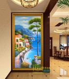 手绘现代欧式地中海风景油画客厅餐厅无框画玄关有框装饰画楼梯画