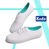 2016新款正品keds蕾丝绣花白色帆布鞋小白鞋韩版女低帮系带平底鞋