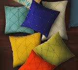 欧式北欧样板房纯色手工方形布艺抱枕 设计师沙发靠垫床上靠枕