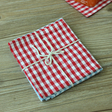 日式格子纯棉餐垫 布艺餐布餐巾隔热垫餐桌垫 美食拍摄背景布