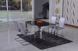 新品 不锈钢长方形餐桌椅 简约现代小户型 钢化玻璃艺术透明餐桌