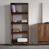 北欧日式宜家极简易现代简约黑胡桃橡木全实木组合书柜书架置物架