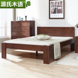 源氏木语纯实木床橡木胡桃木色家具双人床1.5米1.8米高低铺板简约