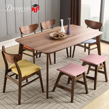 北欧式宜家实木餐桌 橡胶木餐桌椅组合 小户型饭桌