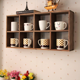 实木中式博古架八格木架茶杯架客厅墙上装饰架墙面置物架壁挂包邮