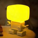 创意led机器人小夜灯 智能感应灯装饰灯声控灯卡通光控小夜灯 黄