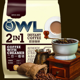 新加坡进口owl 猫头鹰二合一无糖奶香 速溶咖啡360克