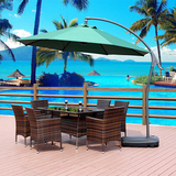 藤编长方桌椅套装正方户外家具庭院阳台咖啡店太阳伞组合休闲沙滩