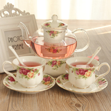 英式玻璃陶瓷整套花草茶茶具套装泡煮水果茶茶壶茶杯加热蜡烛保温