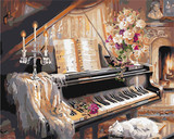diy数字油画包邮特价 手绘客厅餐厅音乐主题欧式装饰画 40*50钢琴