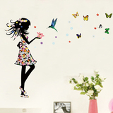 时尚花仙子温馨卧室儿童房女孩床头客厅装饰蝴蝶女孩幼儿园墙贴纸