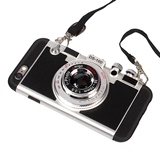 新款创意苹果照相机手机壳6plus 5.5挂绳iphone6s女硅胶4.7防摔套