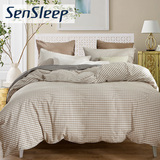 SenSleep家纺床上用品精梳棉四件套纯棉全棉日式格子床单被套纯色