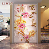 色吻 大型壁画壁纸客厅玄关过道背景墙纸花卉3D壁画 富贵玉兰花