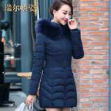 棉服女中长款修身加厚大码棉袄中年女士袄子新款韩版冬装棉衣外套