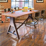 loft美式做旧工业风格松木铁艺实木吧台桌椅 餐厅家具餐桌餐椅
