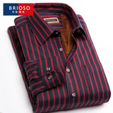 BRIOSO冬季中年男士加绒保暖衬衫男长袖加厚休闲大码寸衫衬衣韩版