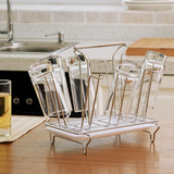 不锈钢倒挂架家用水杯沥水架收纳架厨房放杯子的置物架带托盘杯架