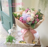 绣球香槟玫瑰花束鲜花速递合肥北京上海广州武汉南京全国同城送花