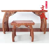 文武古典红木家具/中式仿古缅甸花梨木古筝桌/雕花古琴桌椅实木