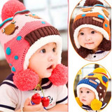 婴儿帽子0-1岁秋冬儿童冬天帽子小孩护耳毛线帽宝宝帽3-6-12个月