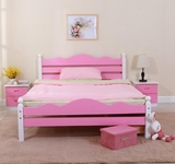全实木床松木床欧式儿童床卧室男孩女孩储物床白色1.21.5米公主床