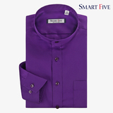 SmartFive 春装男士商务正装纯色衬衣纯棉修身中华立领衬衫男长袖